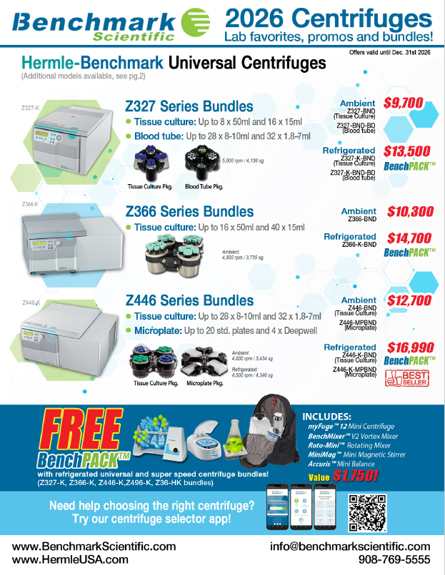 Receive Special Pricing on Centrifuges and Bundles through Benchmark