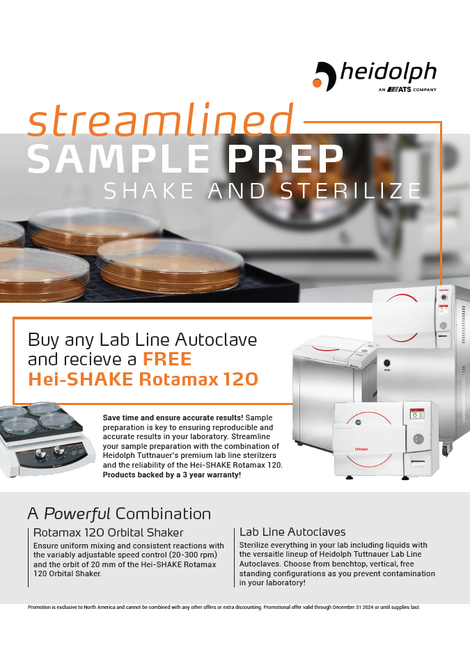 Buy any Lab Line Autoclave and Receive a Free Hei-SHAKE Rotamax 120