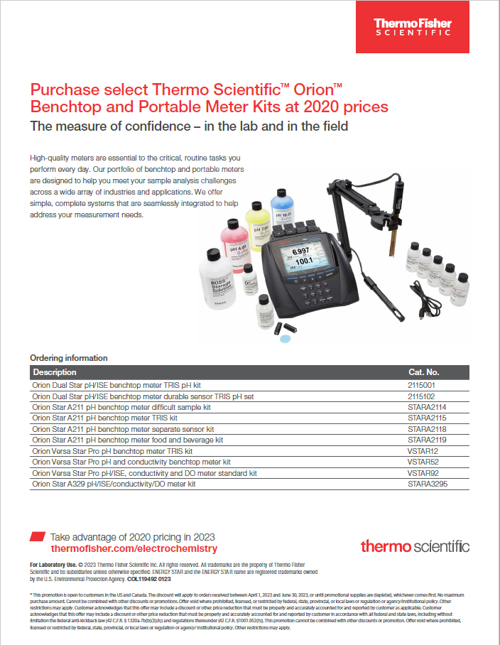 Purchase Select Orion Benchtop and Portable Meter Kits at 2020 Pricing
