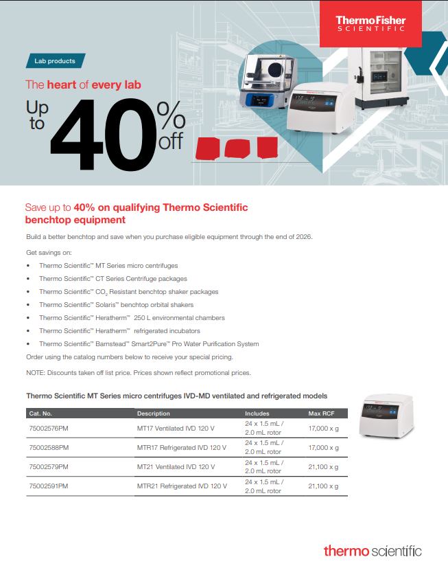 Save Up to 40% on Qualifying Benchtop Equipment