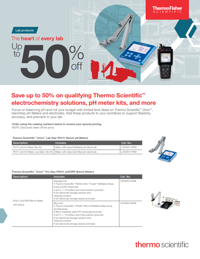 Save Up to 50% on Qualifying Electrochemistry Solutions, pH Meter Kits, and More