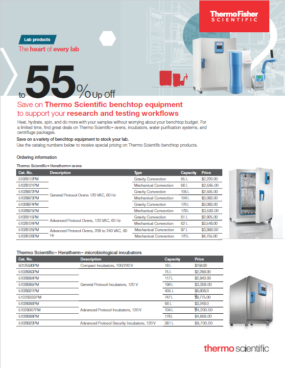 Supercharge your lab and score massive savings up to 55% off Thermo Scientific benchtop products.