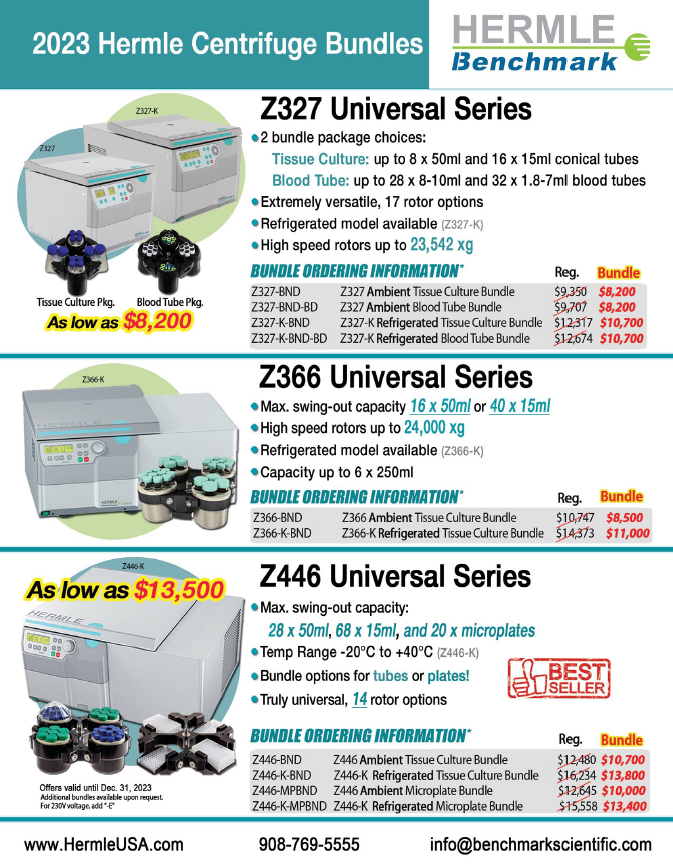 Benchmark Scientific | Purchase Hermle Centrifuge Bundles at Discounted Rates | Promotion