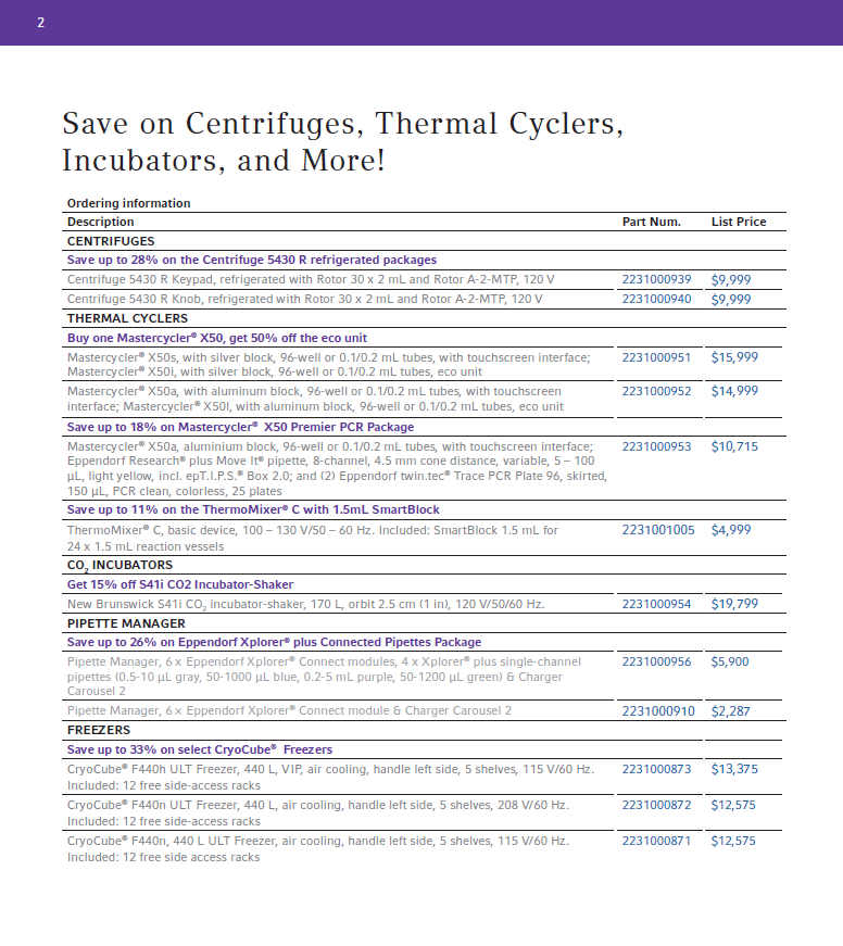 Eppendorf | Save on Centrifuges, Thermal Cyclers, Incubators, Incubator Packages, Consumables and Pipettes | Promotion